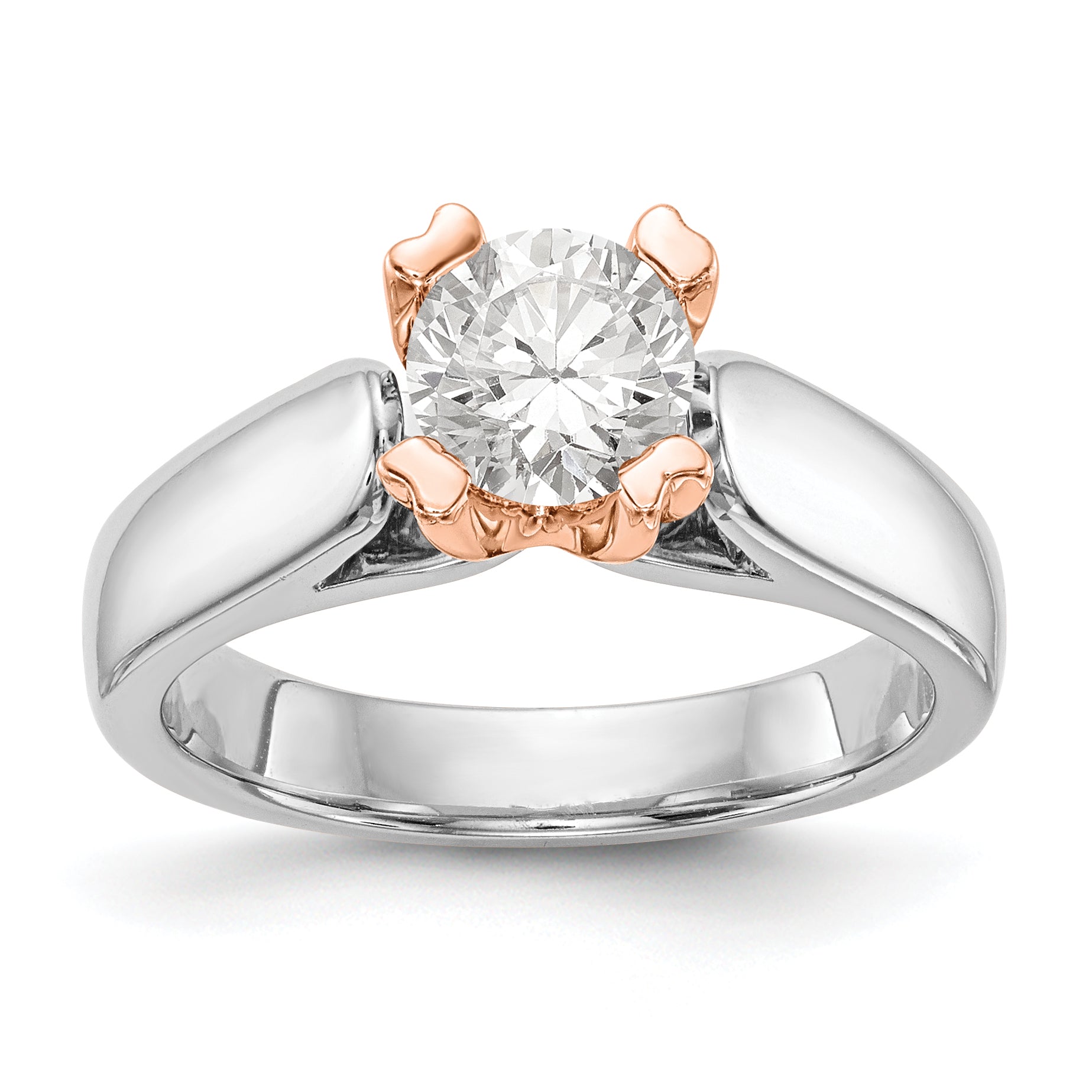 14k Two-tone Round Solitaire Engagement Ring Mounting Main image
