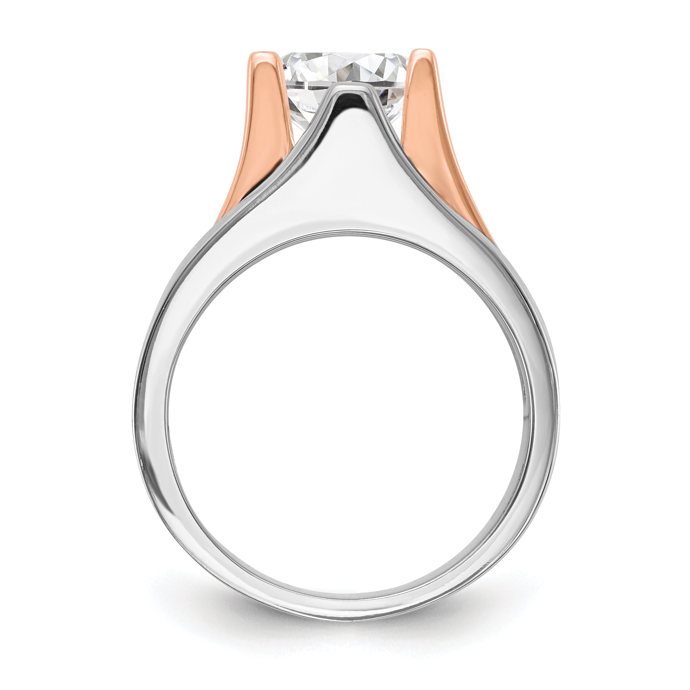 14K Two-tone 1 carat (6.50 mm) 4-Prong Round Solitaire Engagement Ring Mounting Secondary image