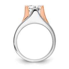 14K Two-tone 1 carat (6.50 mm) 4-Prong Round Solitaire Engagement Ring Mounting