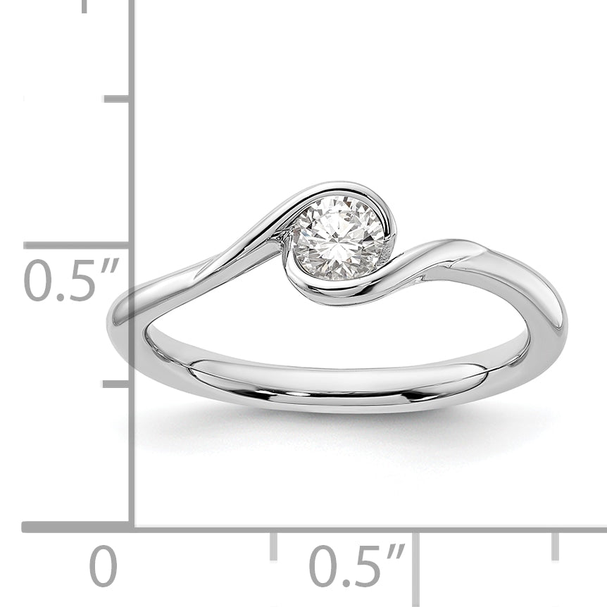 14K White Gold Lab Grown Diamond Bezel Set Solitaire Complete Engagement Ring