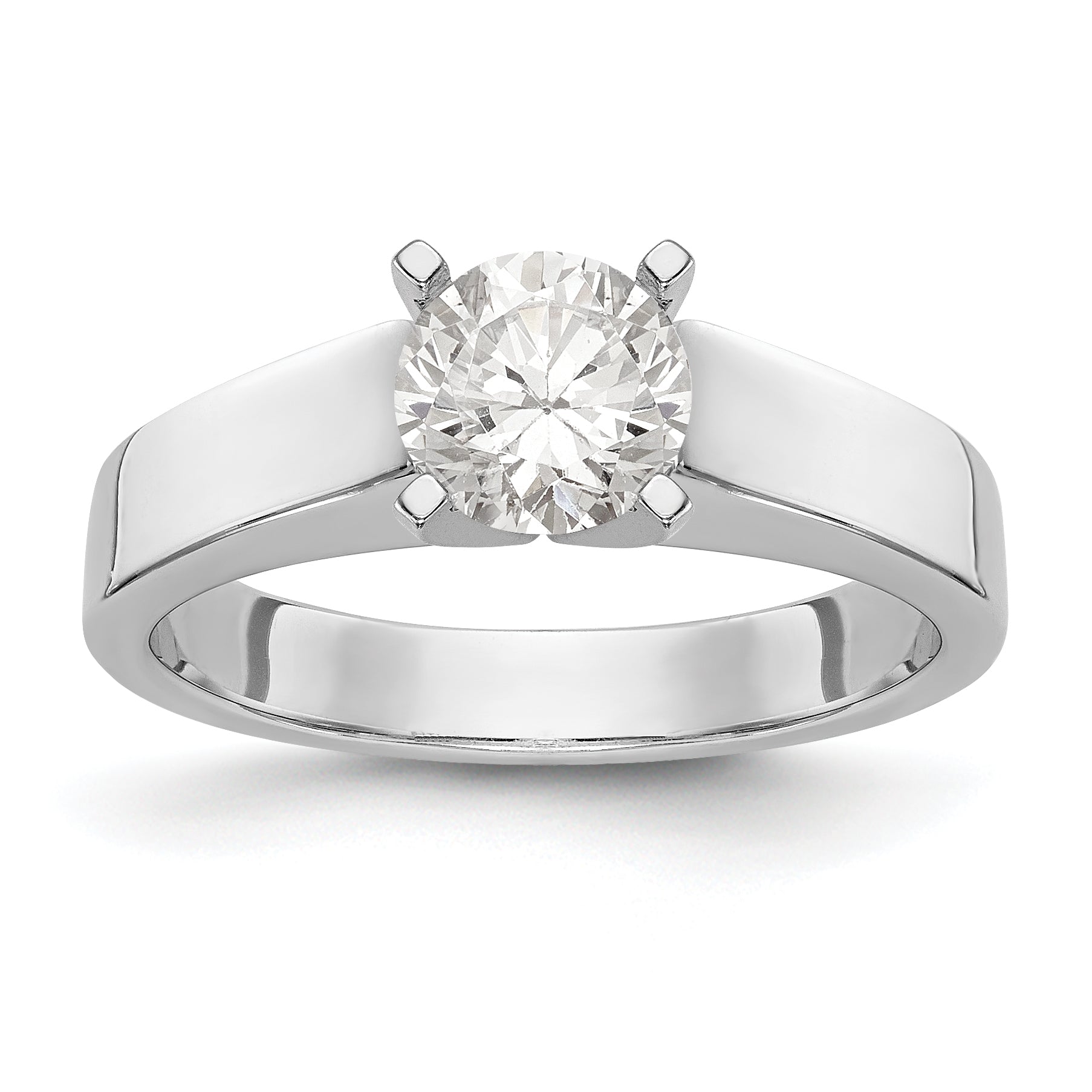 14K White Gold Peg Set 3.7mm Wide Solitaire Engagement Ring Mounting Secondary image