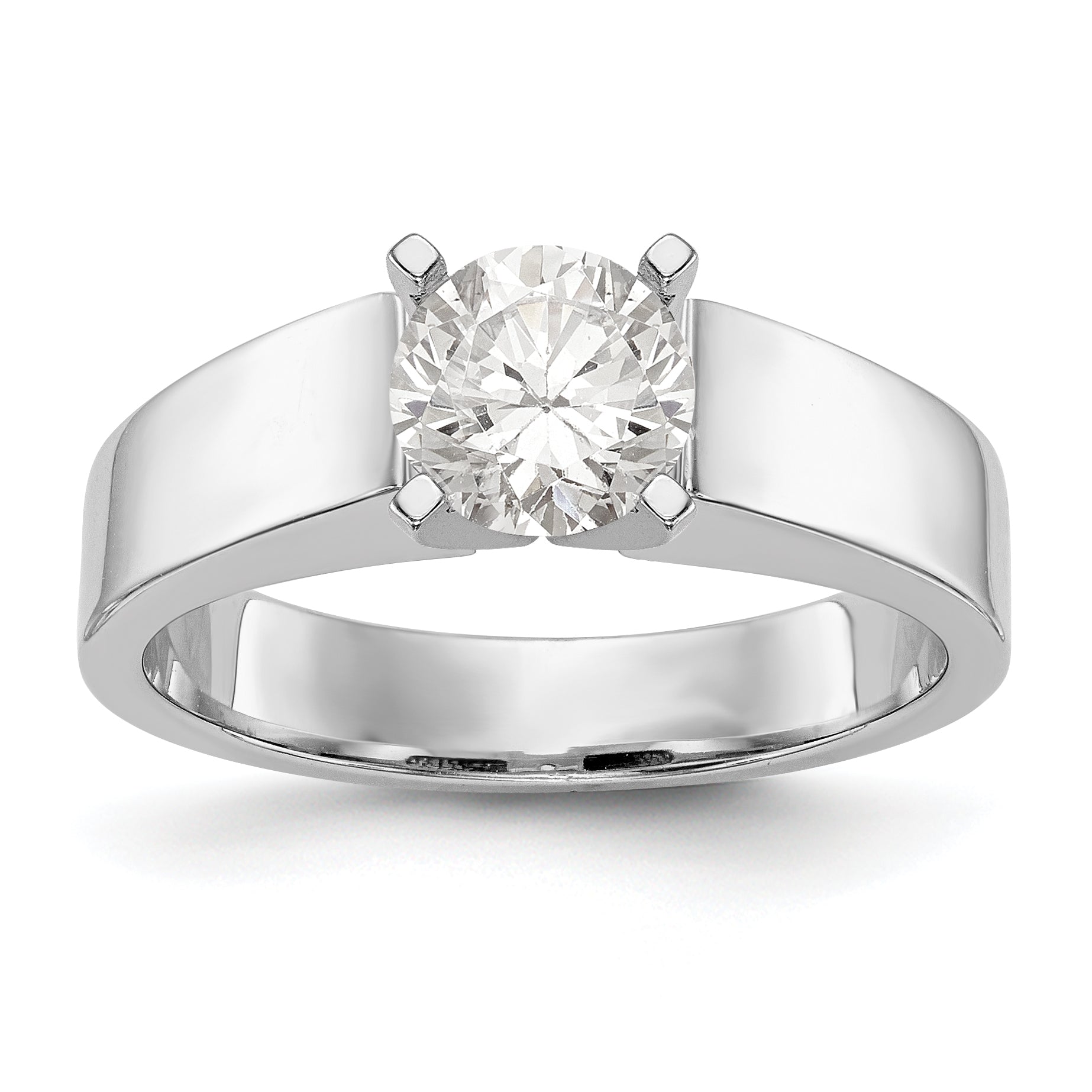 14K White Gold Peg Set 4.5mm Wide Solitaire Engagement Ring Mounting Main image