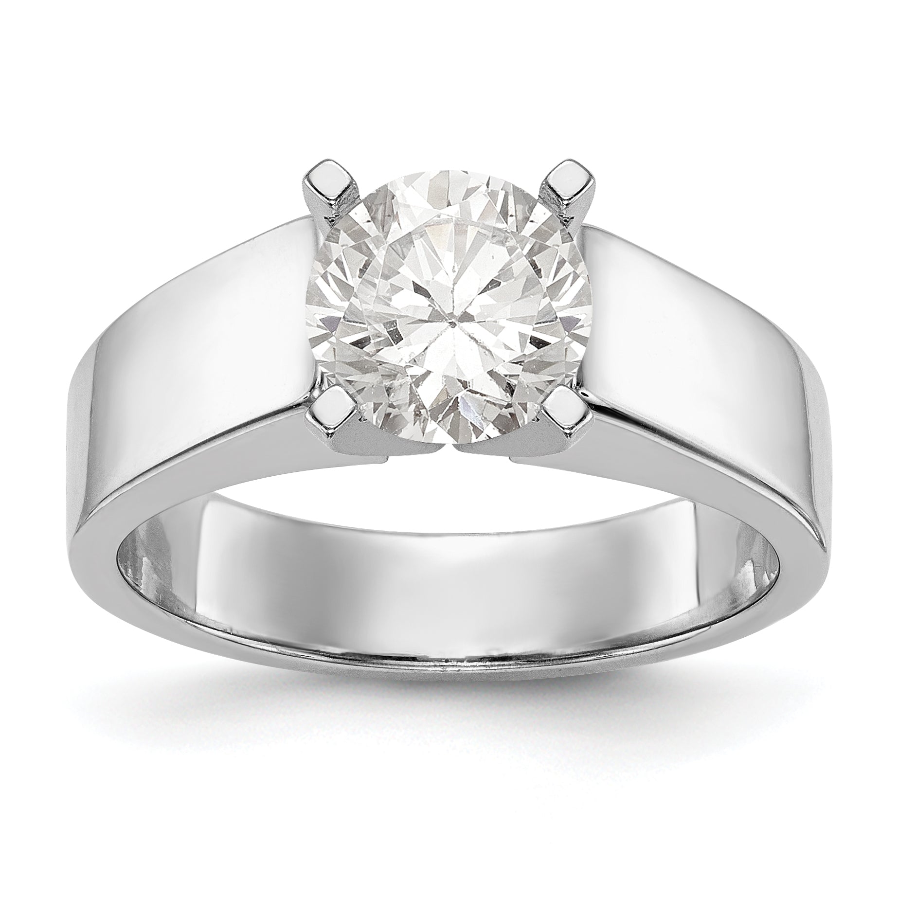 14K White Gold Peg Set 5.5mm Wide Solitaire Engagement Ring Mounting Main image