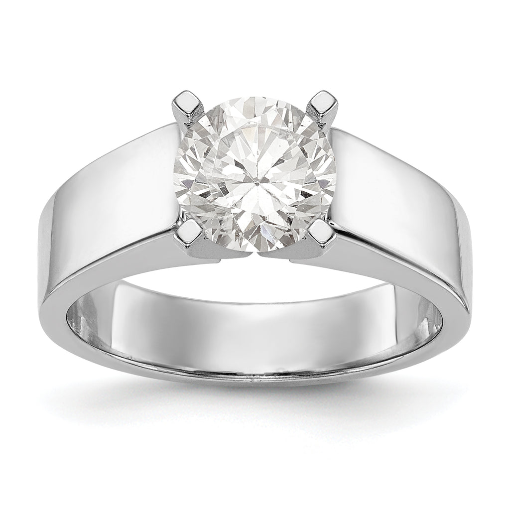 14K White Gold Peg Set 5.5mm Wide Solitaire Engagement Ring Mounting