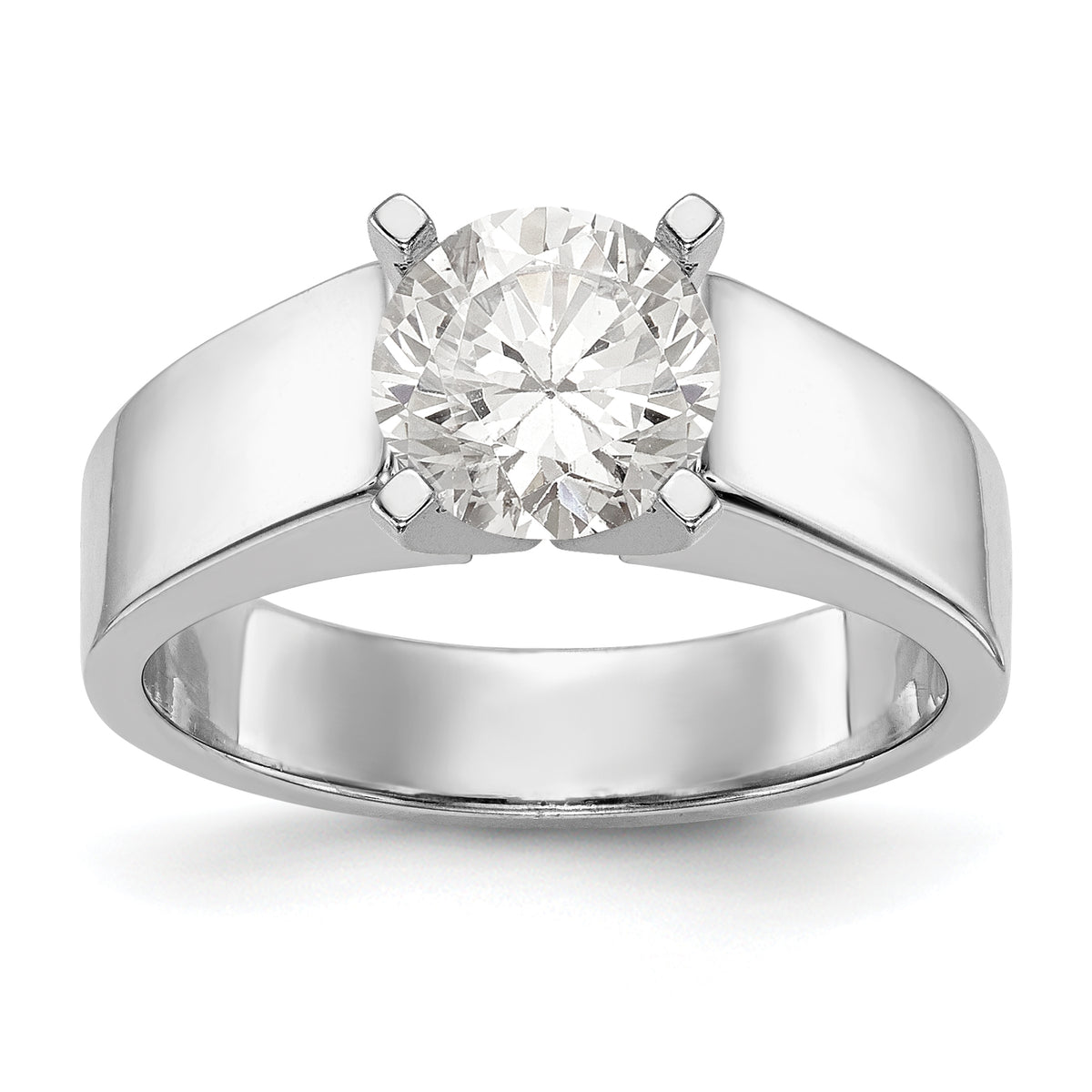14K White Gold Peg Set 5.5mm Wide Solitaire Engagement Ring Mounting