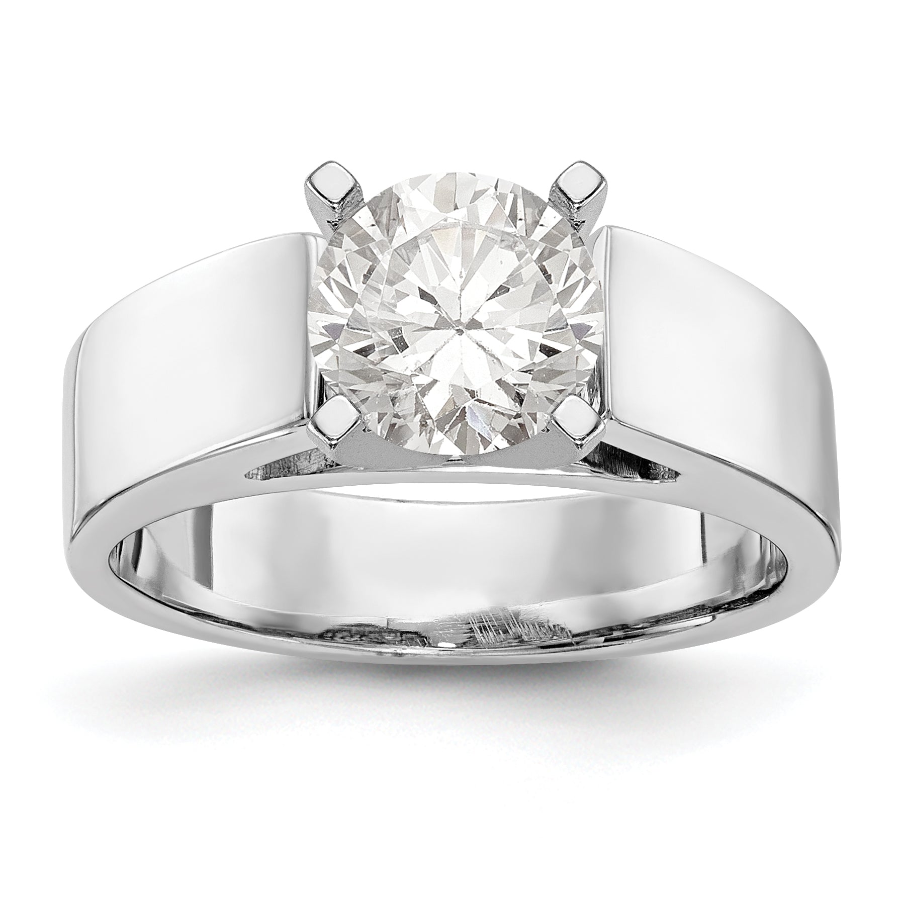 14K White Gold Peg Set 5.5mm Wide Solitaire Engagement Ring Mounting Main image