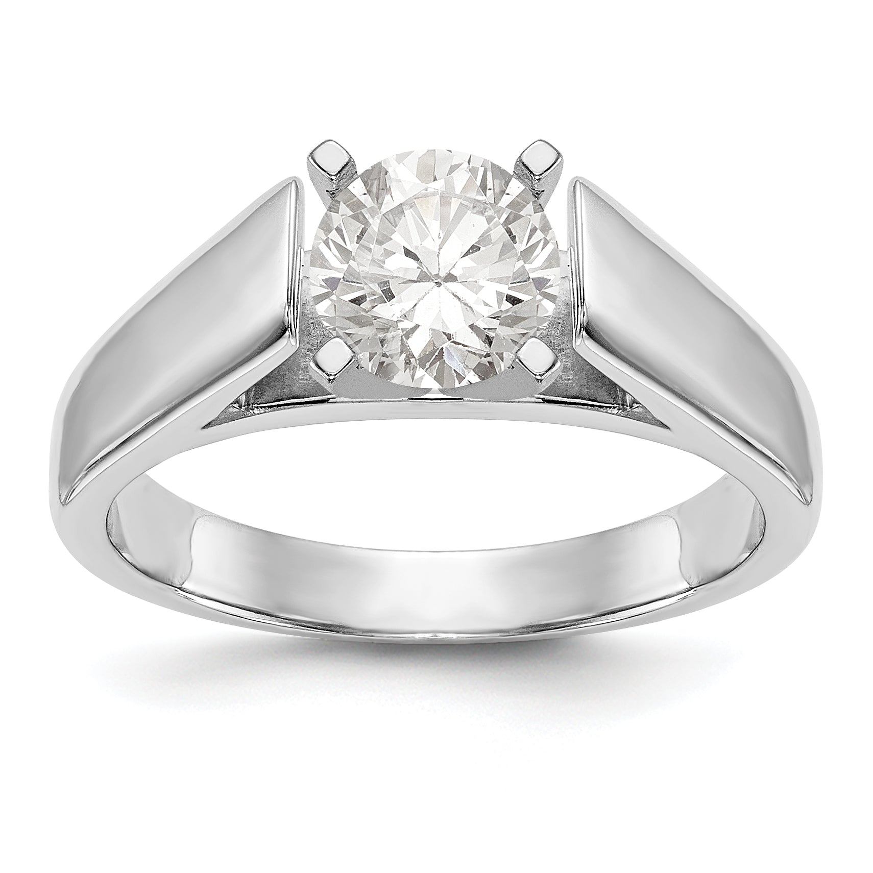 14K White Gold Peg Set 6.5mm Solitaire Engagement Ring Mounting Main image