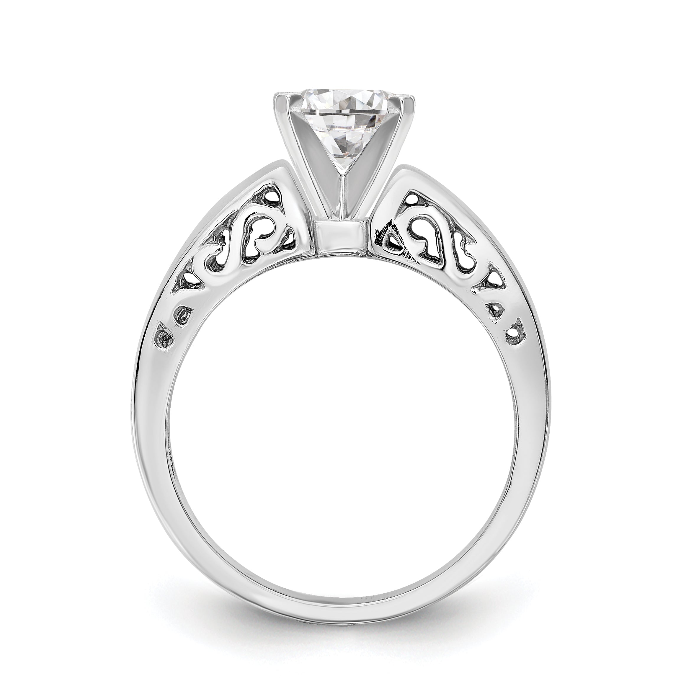 14K White Gold Peg Set Filigree Solitaire Engagement Ring Mounting Secondary image