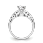 14K White Gold Peg Set Filigree Solitaire Engagement Ring Mounting