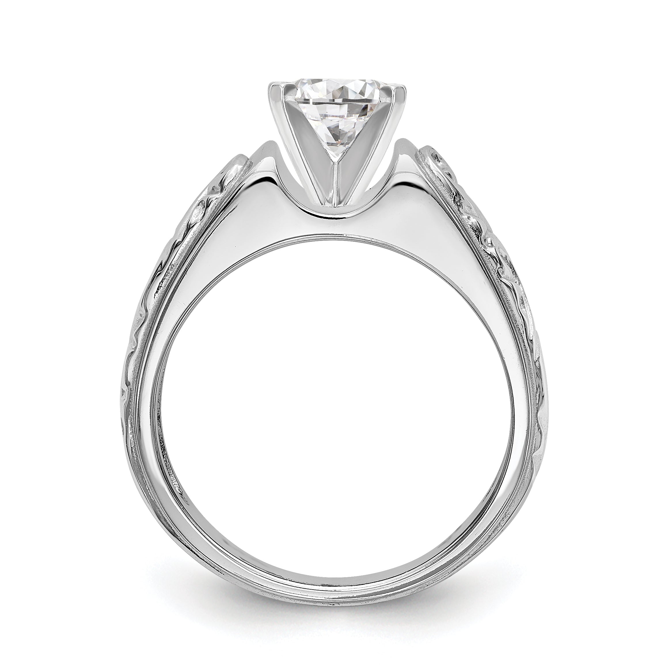 14K White Gold Peg Set Vintage Solitaire Engagement Ring Mounting Secondary image