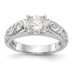 14K White Gold Peg Set Vintage Solitaire Engagement Ring Mounting