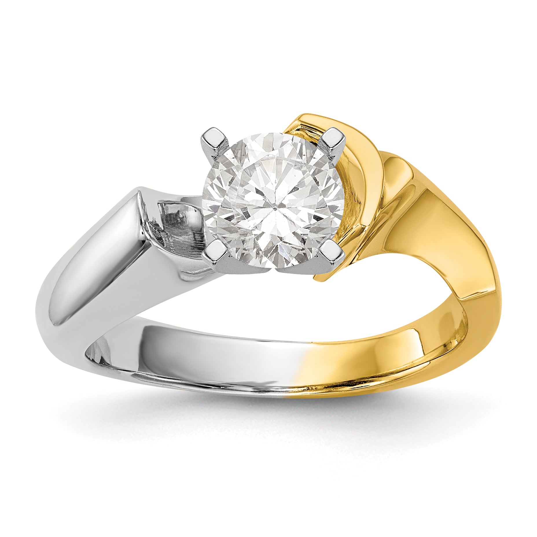14K Two-tone Peg Set Solitaire Engagement Ring Mounting Main image