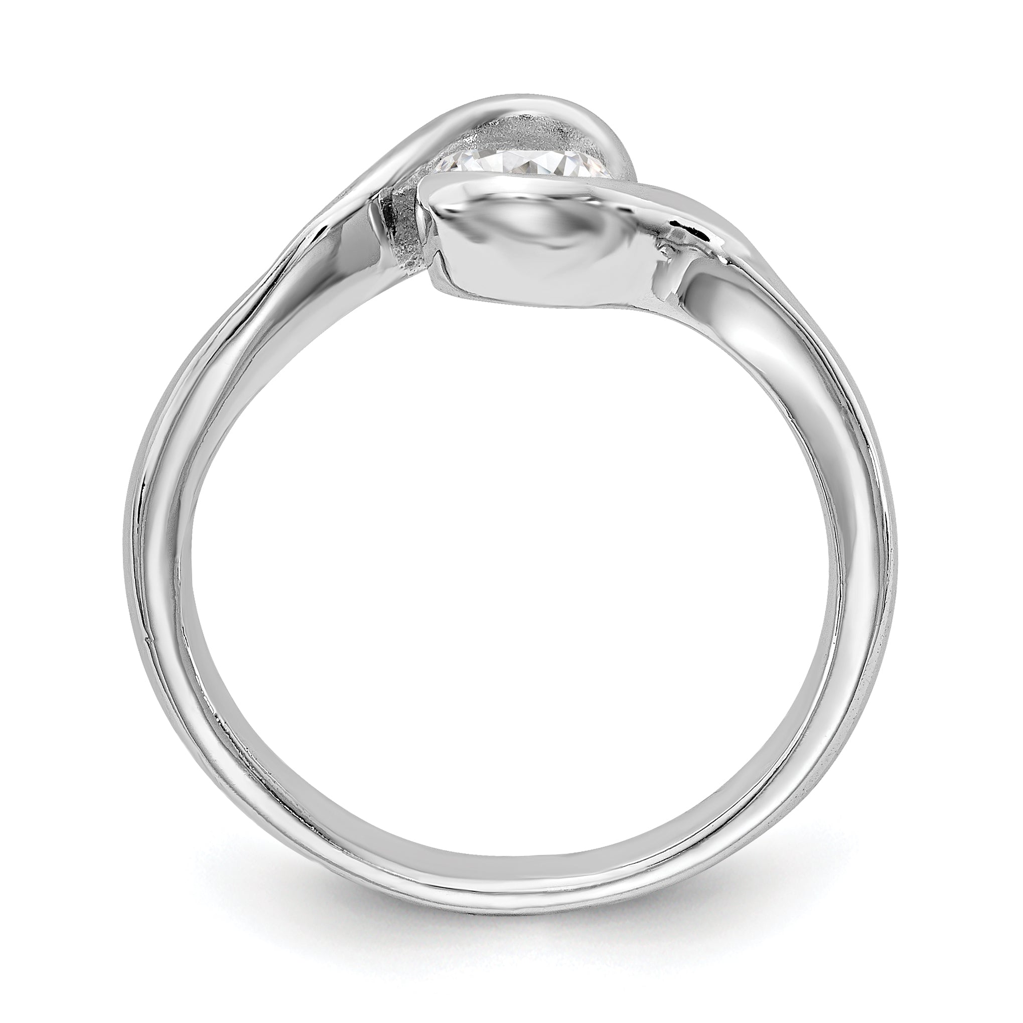 14K White Gold (Holds 1/2 carat (5.2mm) Round) Half-Bezel Bypass Solitaire Engagement Ring Mounting Secondary image