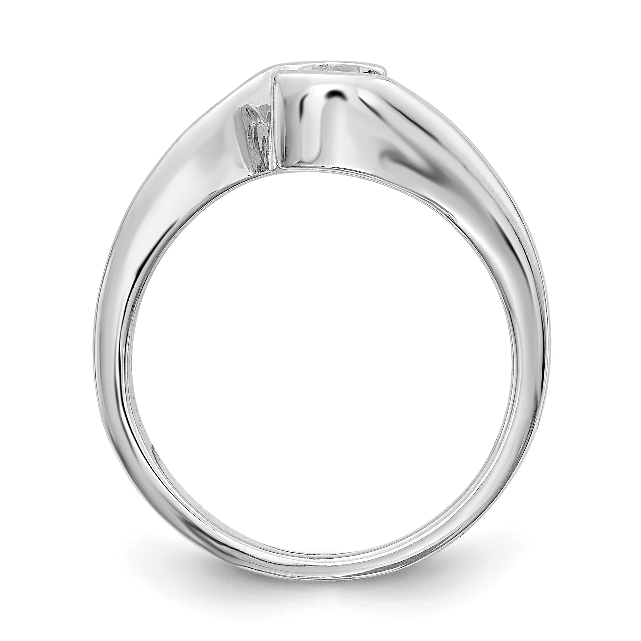 14K White Gold (Holds 1/2 carat (5.00mm) Round) Half-Bezel Bypass Solitaire Engagement Ring Mounting Secondary image