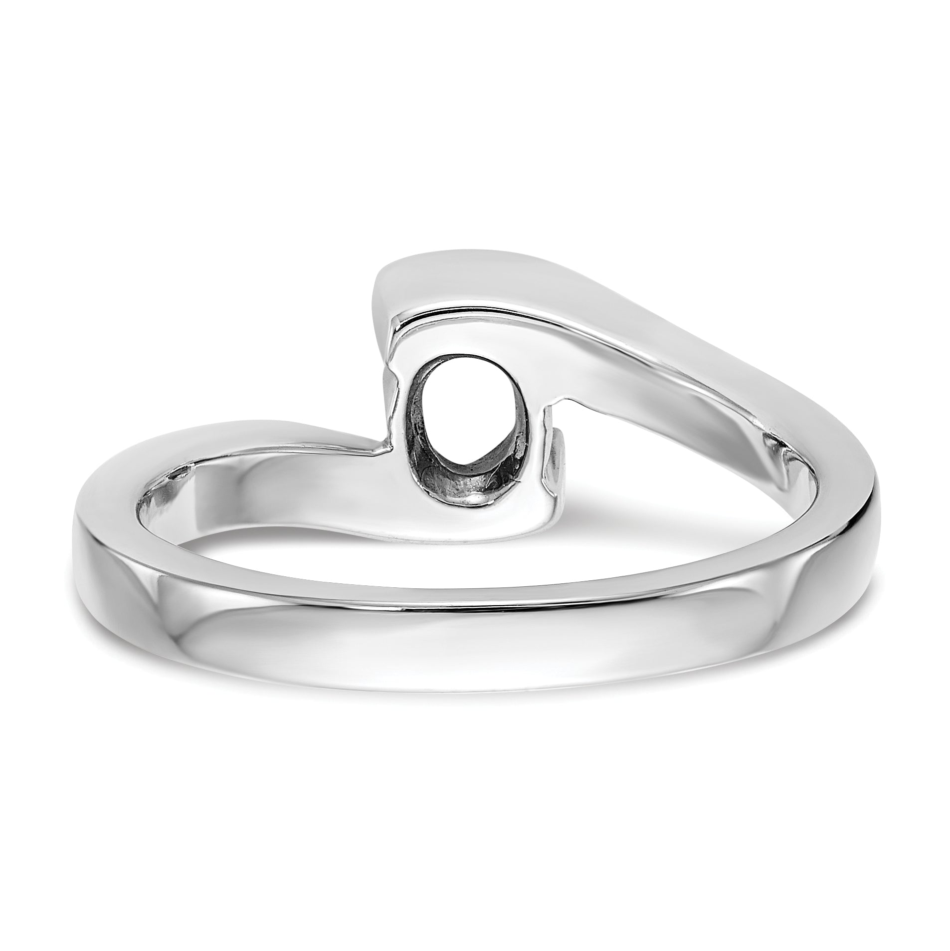 14K White Gold (Holds 1/2 carat (5.00mm) Round) Half-Bezel Bypass Solitaire Engagement Ring Mounting
