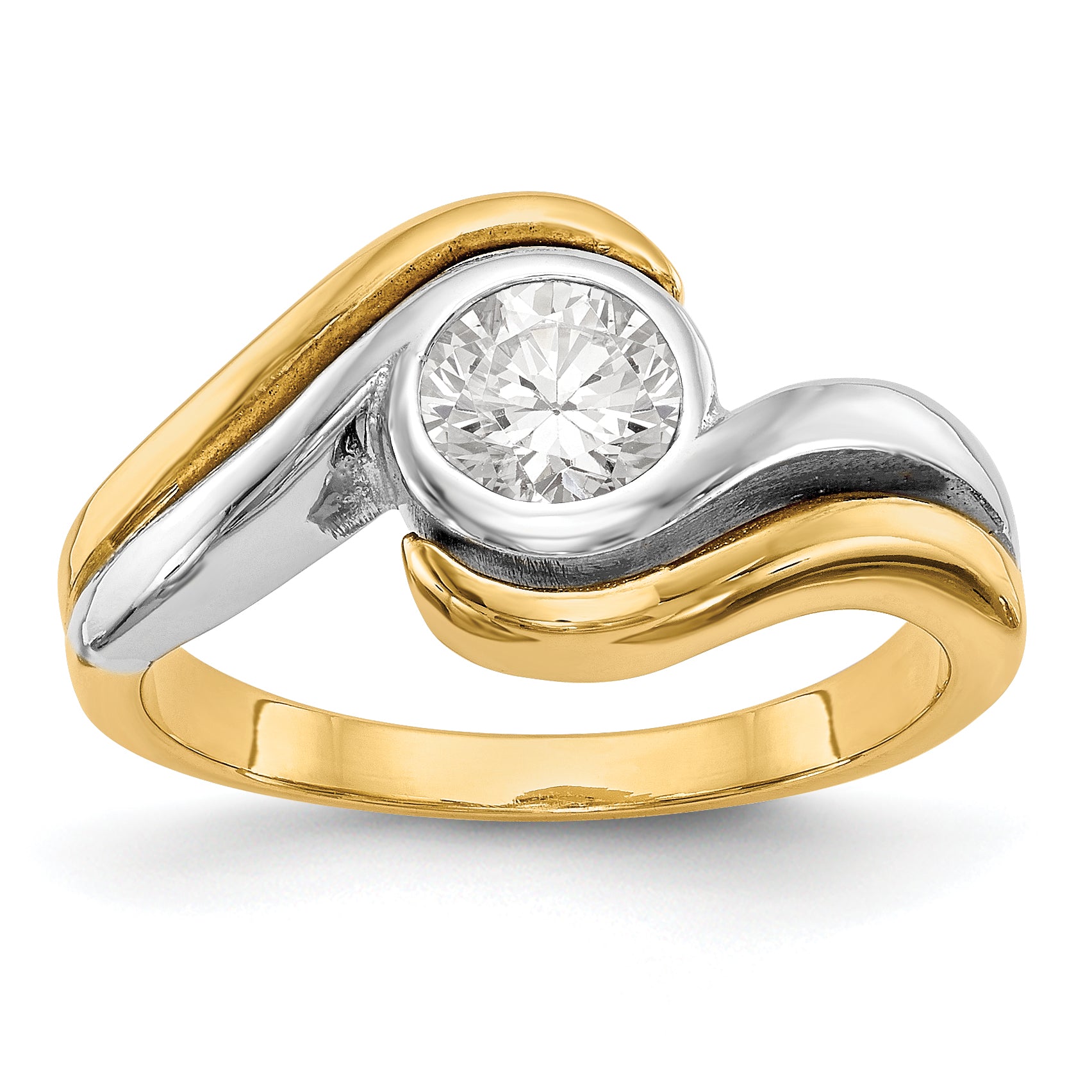 14K Two-tone Peg Set Bypass Solitaire Engagement Ring Mounting Main image