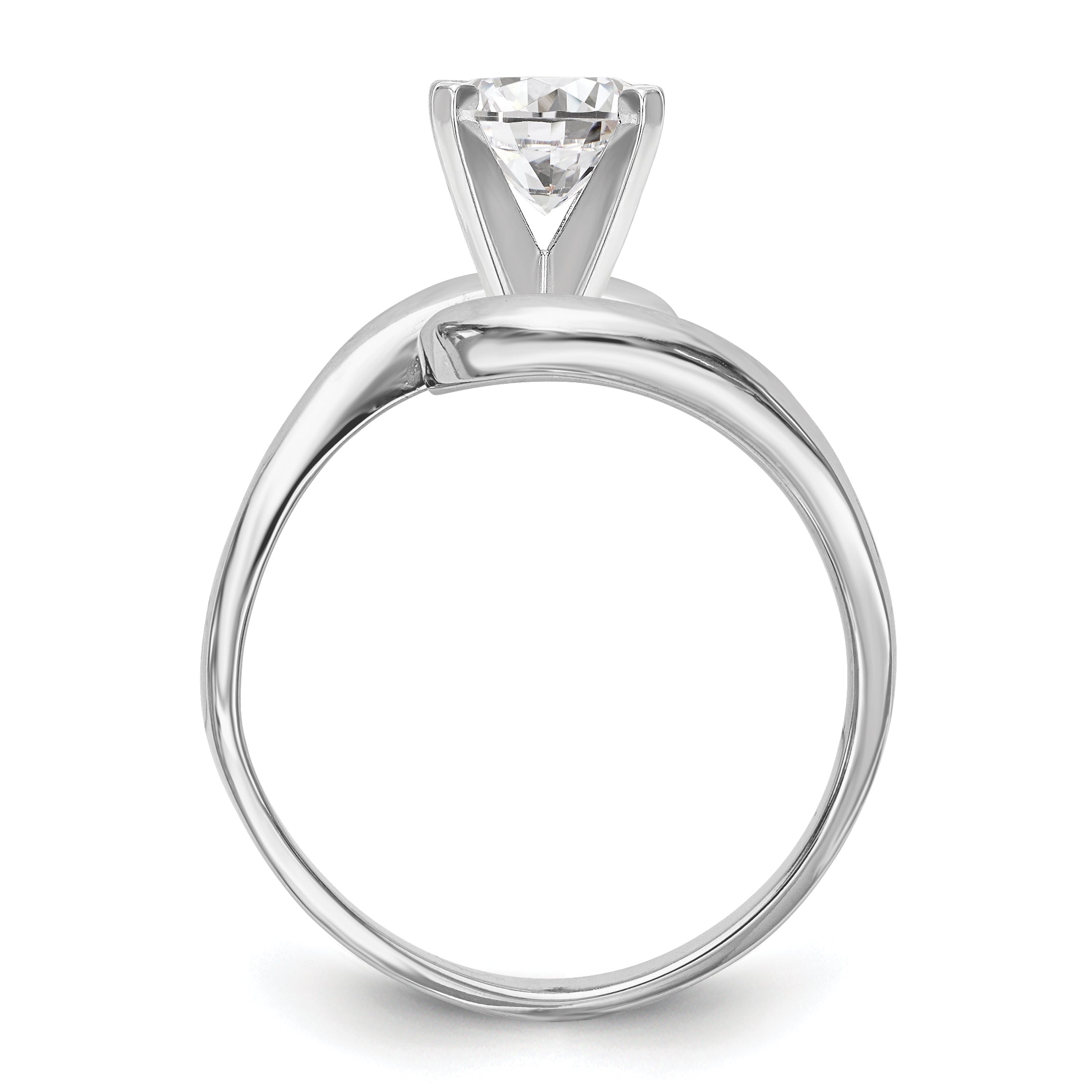 14K White Gold Peg Set Bypass Solitaire Engagement Ring Mounting Secondary image