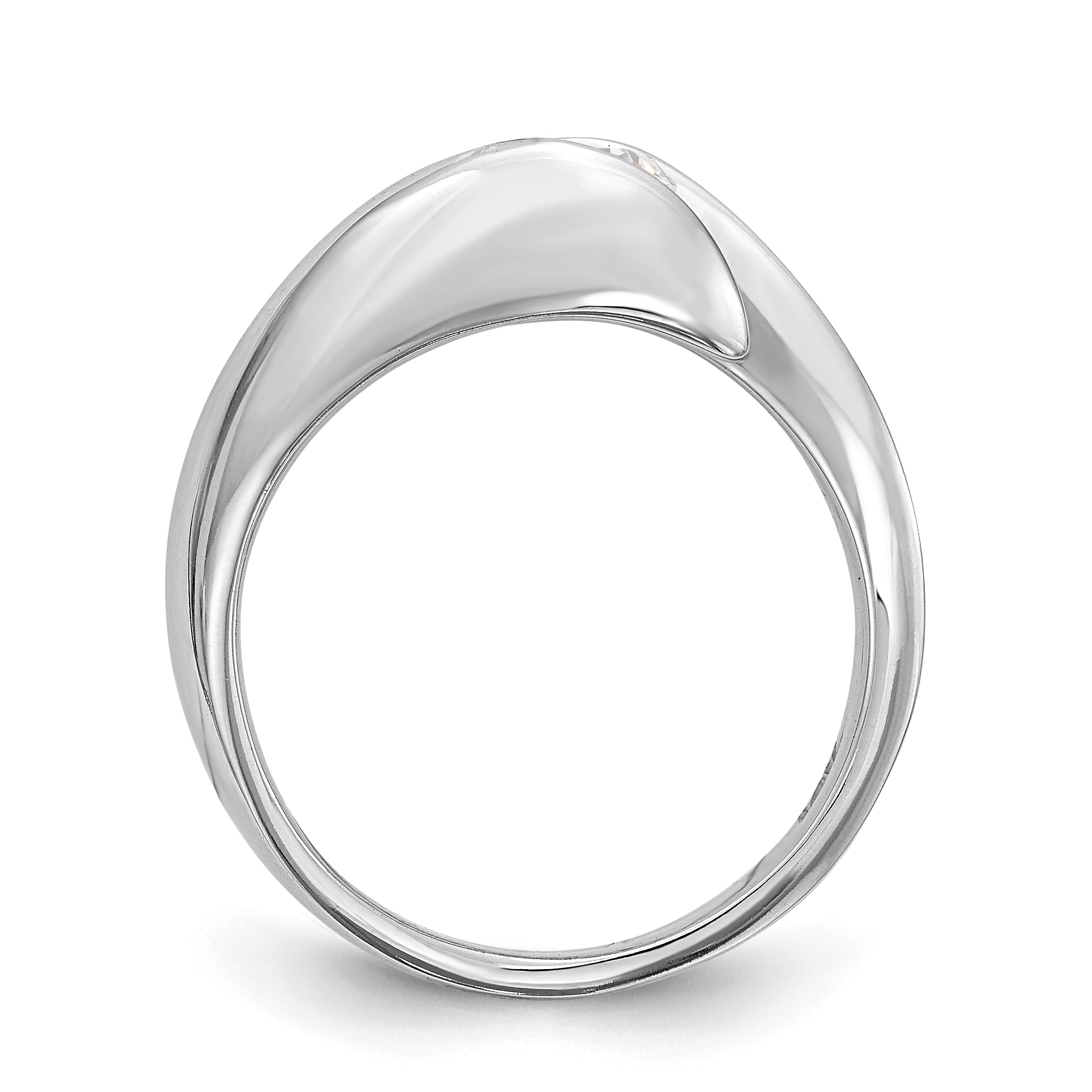 14K White Gold (Holds 1/2 carat (5.2mm) Round) Half-Bezel Bypass Solitaire Engagement Ring Mounting