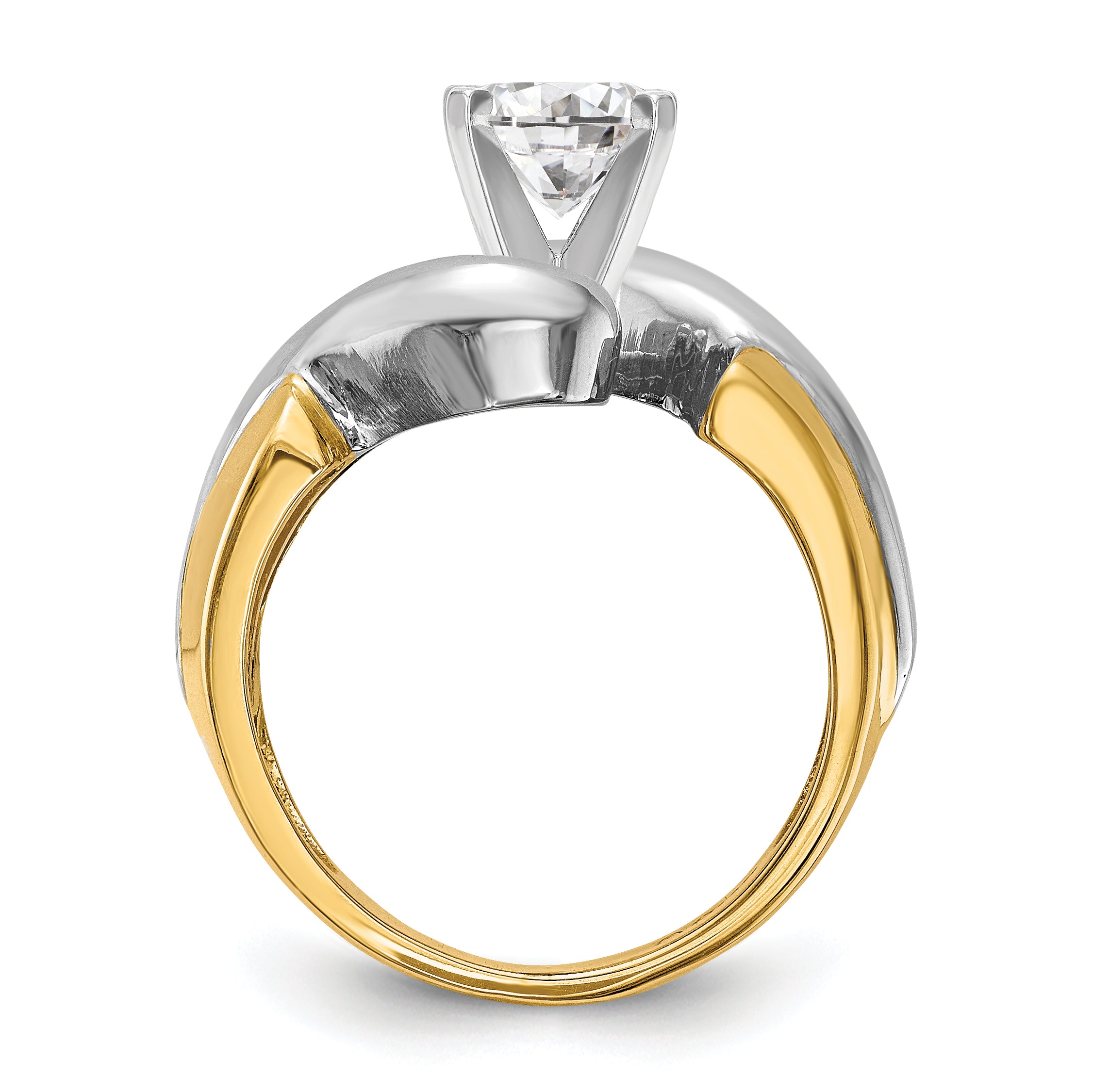 14K Two-tone Peg Set Bypass Solitaire Engagement Ring Mounting Secondary image