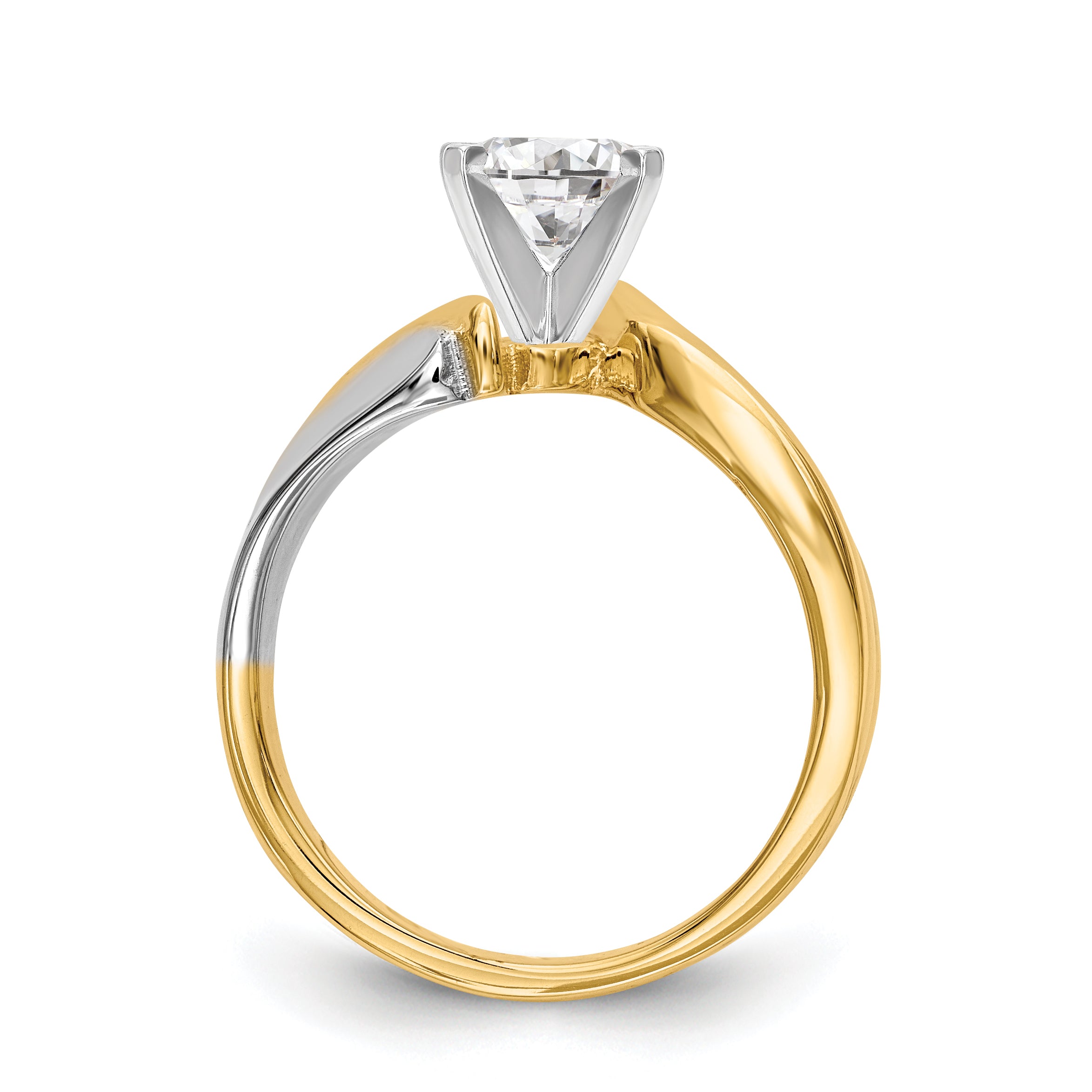 14K Two-tone Peg Set Bypass Solitaire Engagement Ring Mounting Secondary image