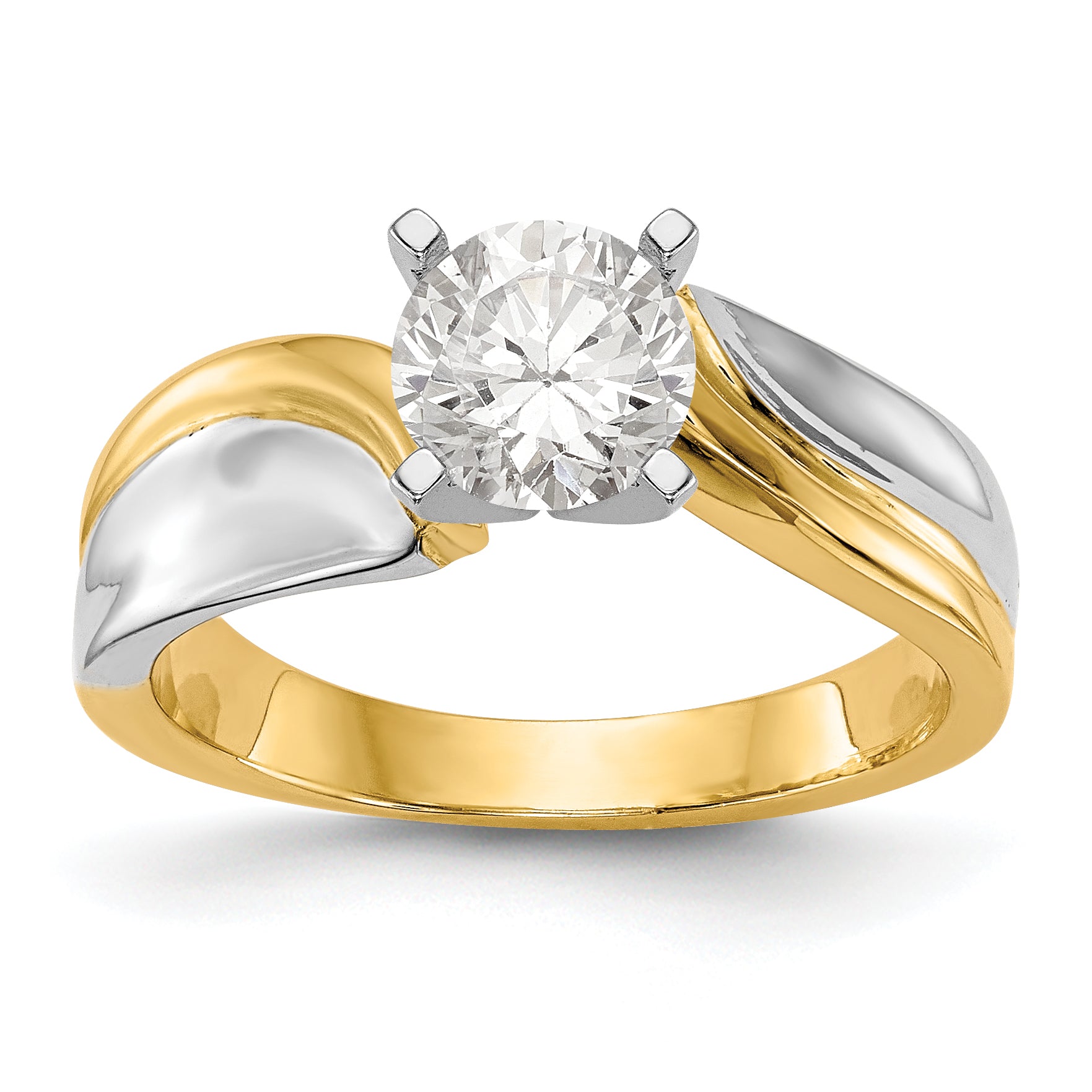 14K Two-tone Peg Set Bypass Solitaire Engagement Ring Mounting Main image