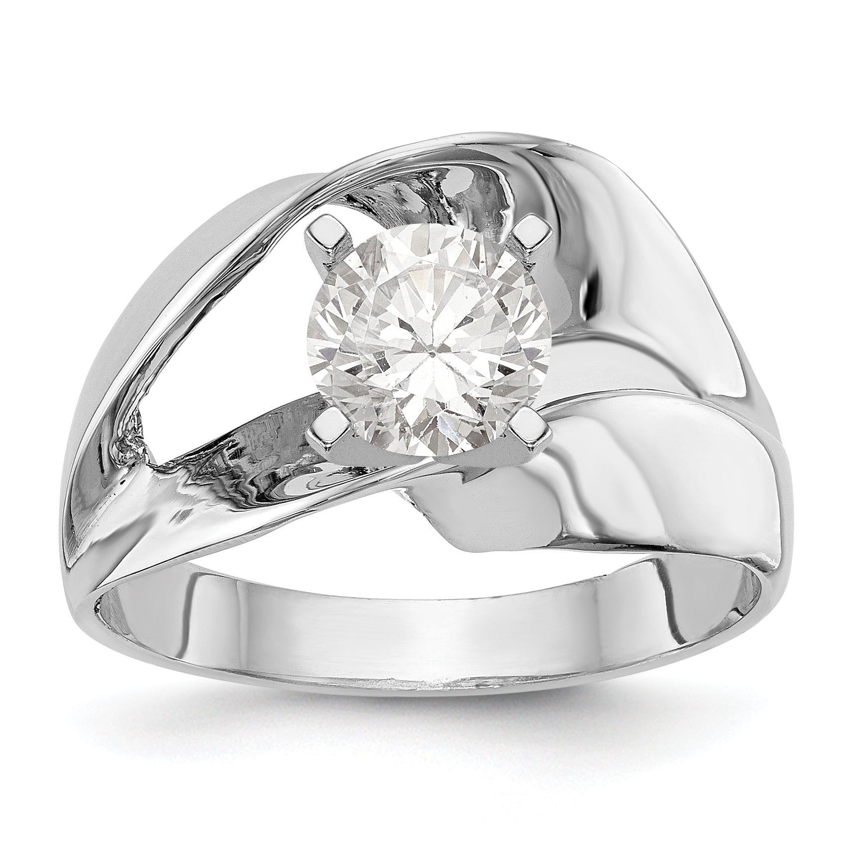 14K White Gold Peg Set Solitaire Engagement Ring Mounting Main image