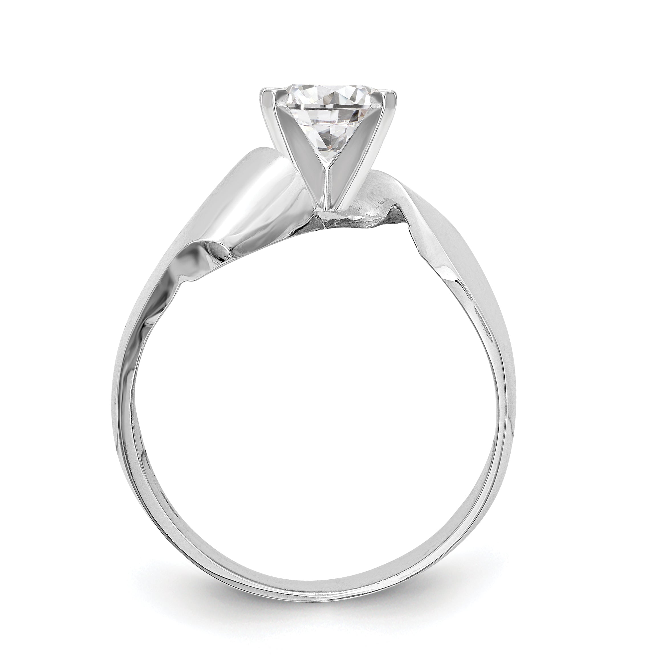 14K White Gold Peg Set Bypass Solitaire Engagement Ring Mounting Secondary image