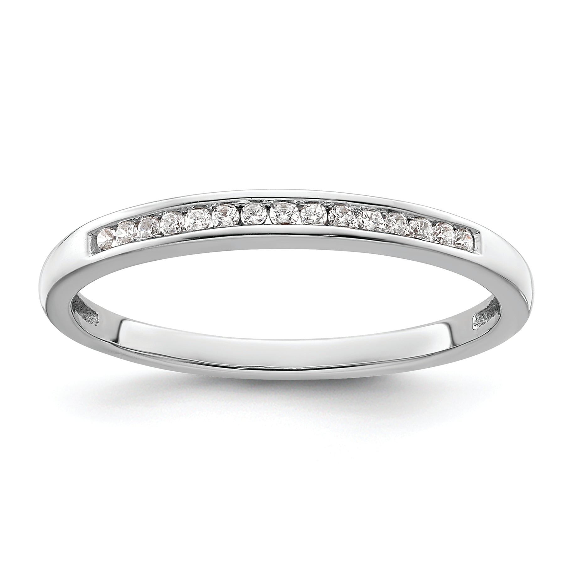 14k White Gold 1/10 carat Diamond Complete Channel-set Wedding Band