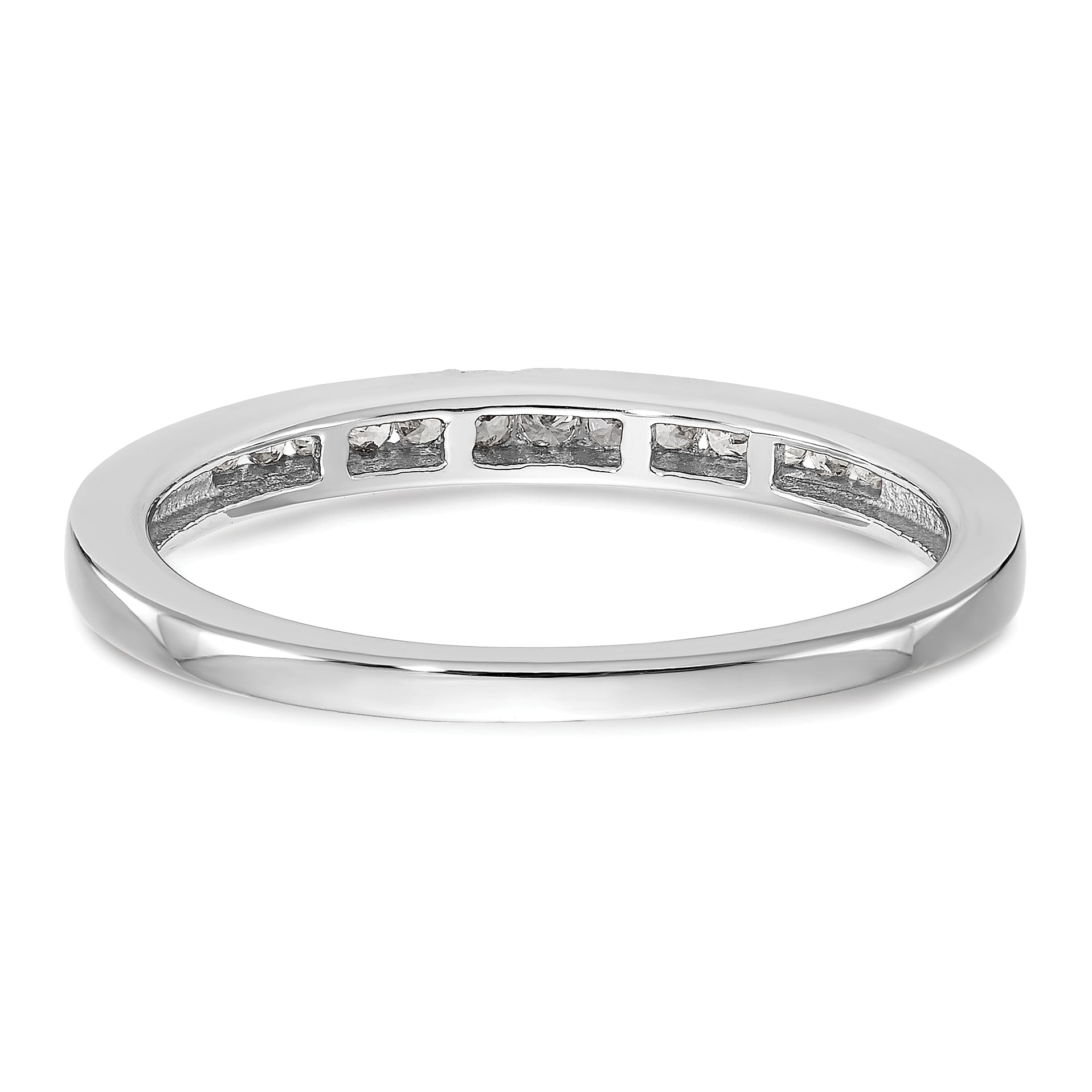 14K White Gold 1/10 carat Diamond Complete Channel-set Wedding Band - 7