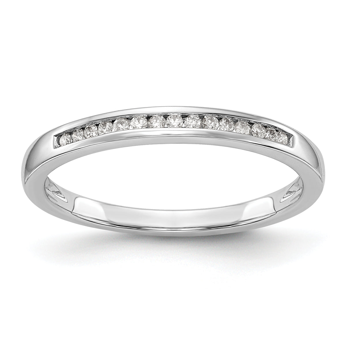 14K White Gold 1/10 carat Diamond Complete Channel-set Wedding Band - 7