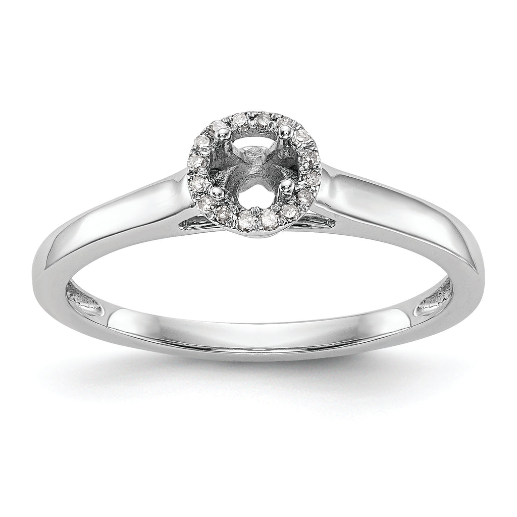 14K White Gold Halo (Holds 1/5 carat (3.5mm) Round Center) 1/20 carat Diamond Semi-Mount Engagement Ring