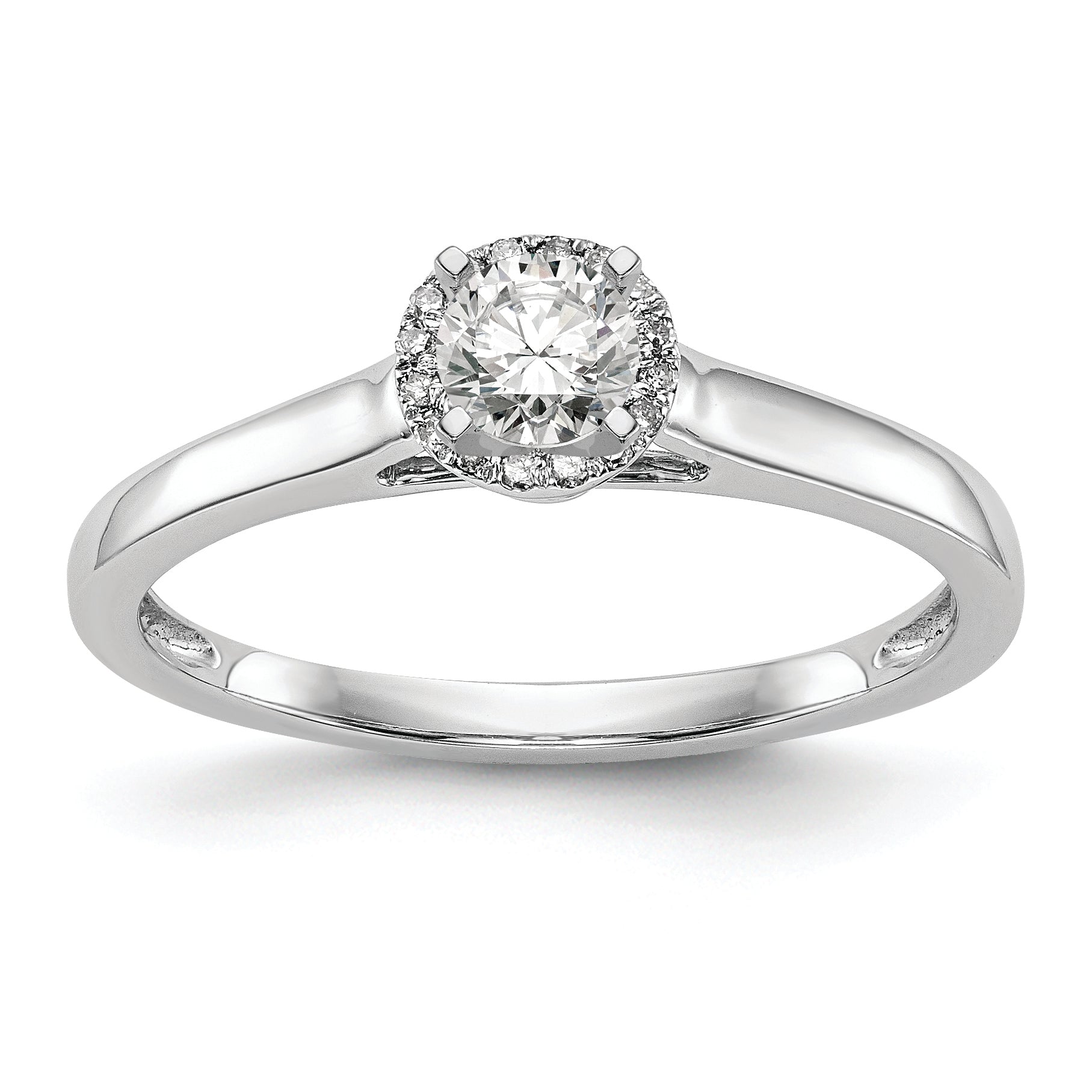 14K White Gold Halo (Holds 1/5 carat (3.5mm) Round Center) 1/20 carat Diamond Semi-Mount Engagement Ring Main image