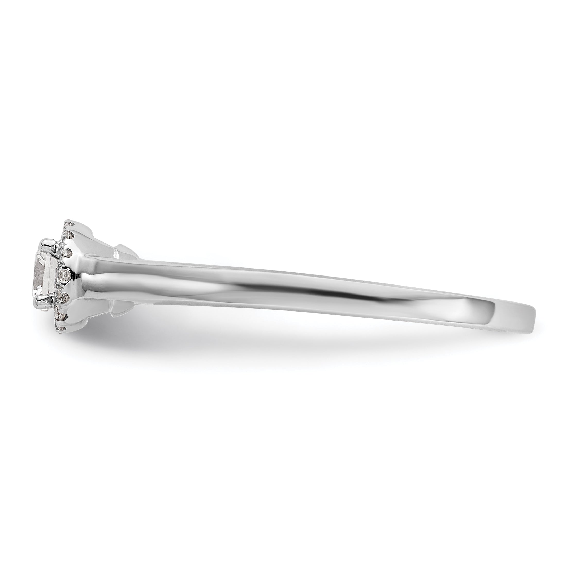 14K White Gold Halo (Holds 1/3 carat (4.1mm) Round Center) 1/15 carat Diamond Semi-Mount Engagement Ring - 7