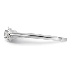 14K White Gold Halo (Holds 1/3 carat (4.1mm) Round Center) 1/15 carat Diamond Semi-Mount Engagement Ring - 7