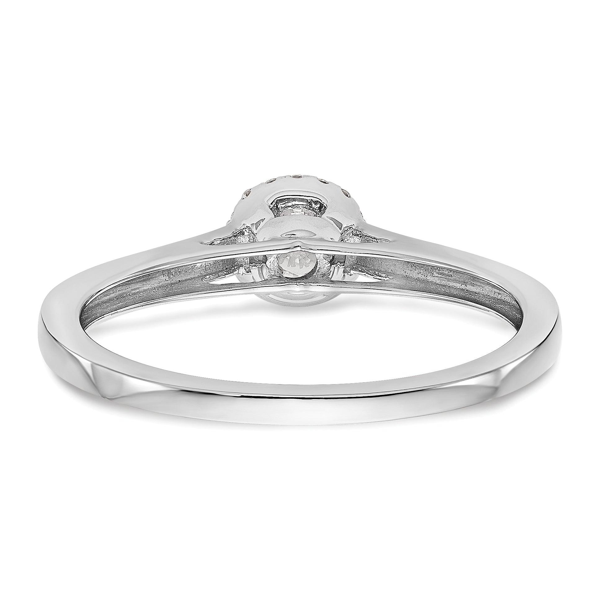 14K White Gold Halo (Holds 1/3 carat (4.1mm) Round Center) 1/15 carat Diamond Semi-Mount Engagement Ring - 7