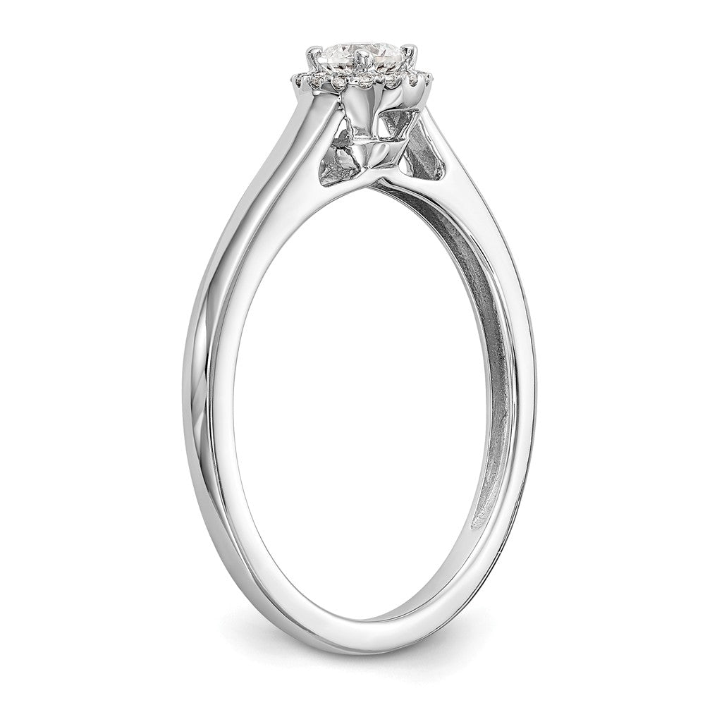14K White Gold Halo (Holds 1/5 carat (3.5mm) Round Center) 1/20 carat Diamond Semi-Mount Engagement Ring - 7