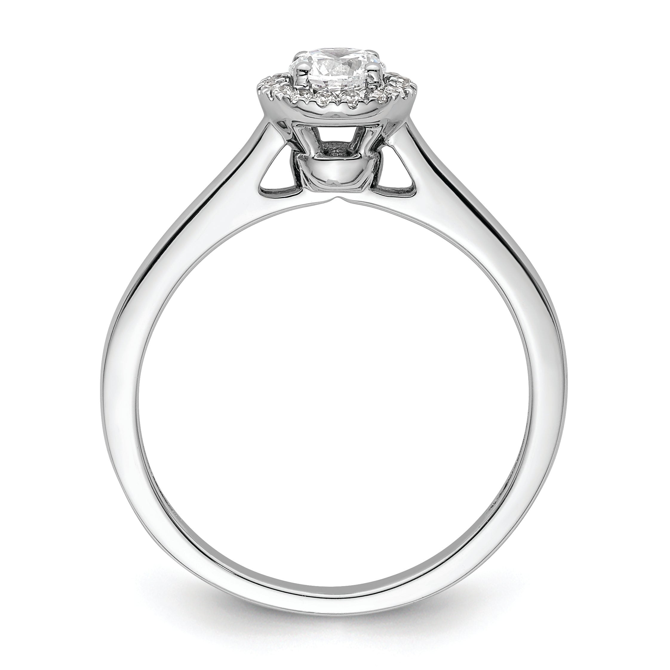 14K White Gold Halo (Holds 1/3 carat (4.1mm) Round Center) 1/15 carat Diamond Semi-Mount Engagement Ring Secondary image