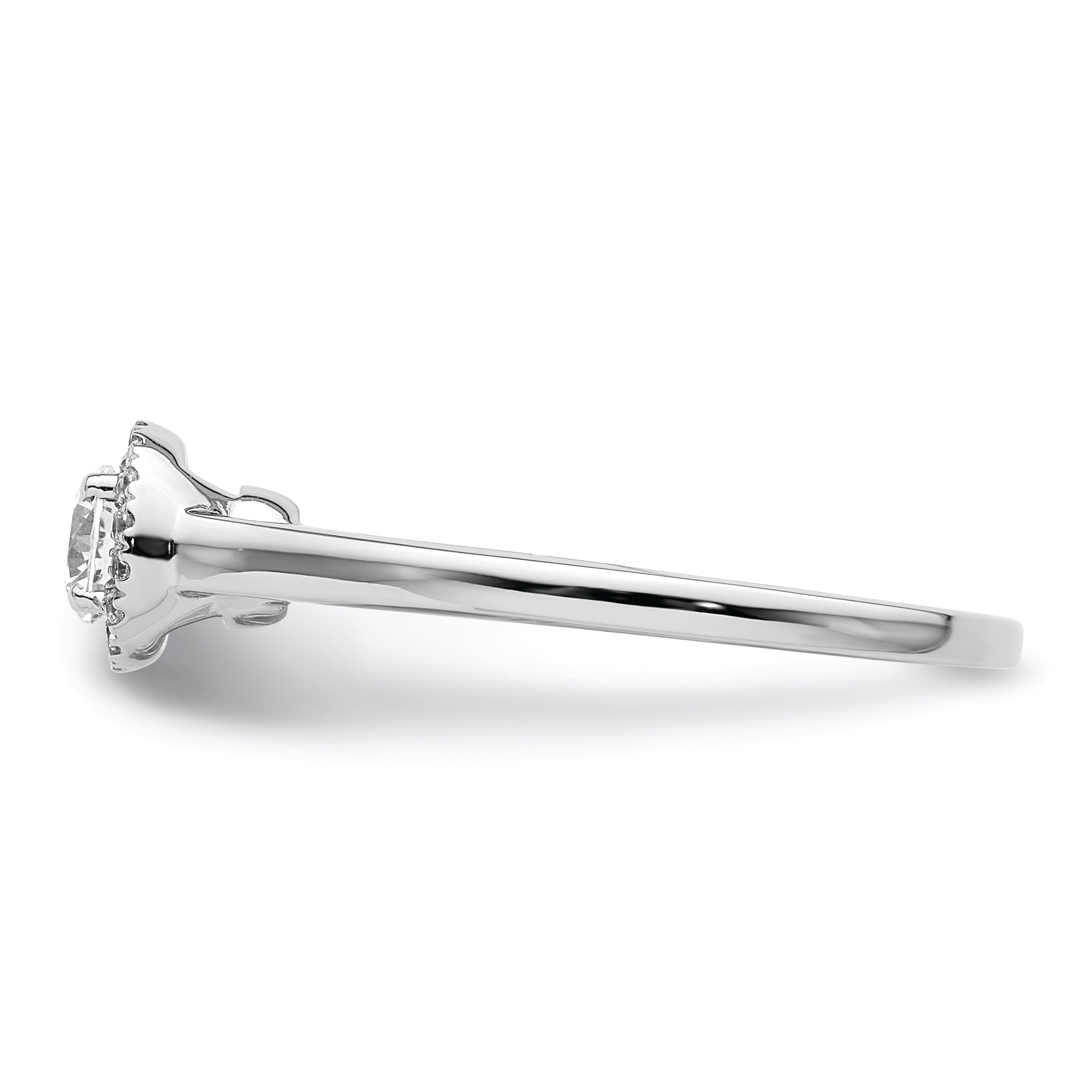 14K White Gold Halo (Holds 1/3 carat (4.1mm) Round Center) 1/15 carat Diamond Semi-Mount Engagement Ring
