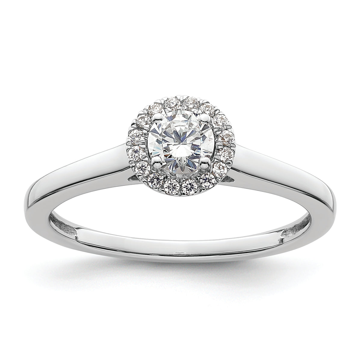 14K White Gold Halo (Holds 1/3 carat (4.1mm) Round Center) 1/15 carat Diamond Semi-Mount Engagement Ring