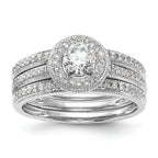 14K White Gold Halo (Holds 1/4 carat (4.00mm) Round Center) 1/10 carat Diamond Semi-Mount Engagement Ring