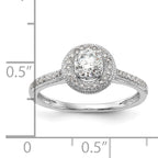 14K White Gold Halo (Holds 1/4 carat (4.00mm) Round Center) 1/10 carat Diamond Semi-Mount Engagement Ring