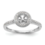 14K White Gold Halo (Holds 1/4 carat (4.00mm) Round Center) 1/10 carat Diamond Semi-Mount Engagement Ring