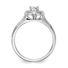 14K White Gold Halo (Holds 1/4 carat (4.00mm) Round Center) 1/10 carat Diamond Semi-Mount Engagement Ring - 7