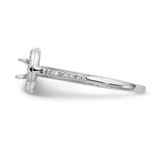 14K White Gold Halo (Holds 1/4 carat (4.00mm) Round Center) 1/10 carat Diamond Semi-Mount Engagement Ring - 7