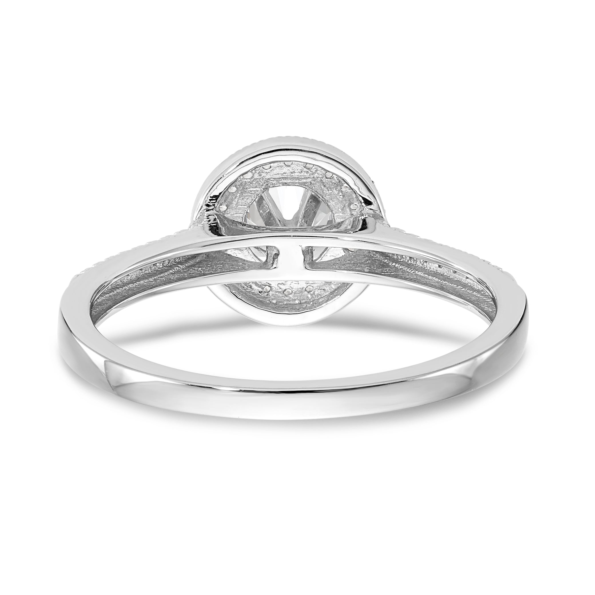 14K White Gold Halo (Holds 1/4 carat (4.00mm) Round Center) 1/10 carat Diamond Semi-Mount Engagement Ring - 7