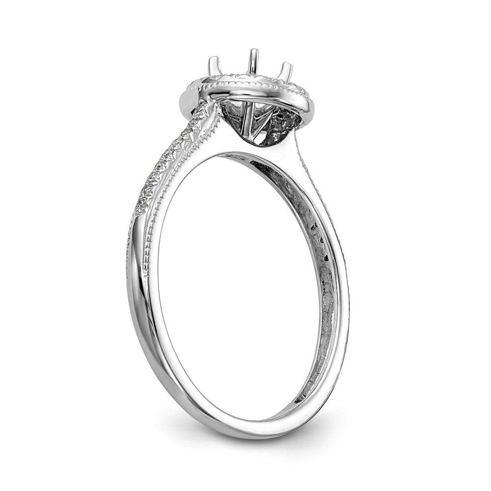 14K White Gold Halo (Holds 1/4 carat (4.00mm) Round Center) 1/10 carat Diamond Semi-Mount Engagement Ring - 7