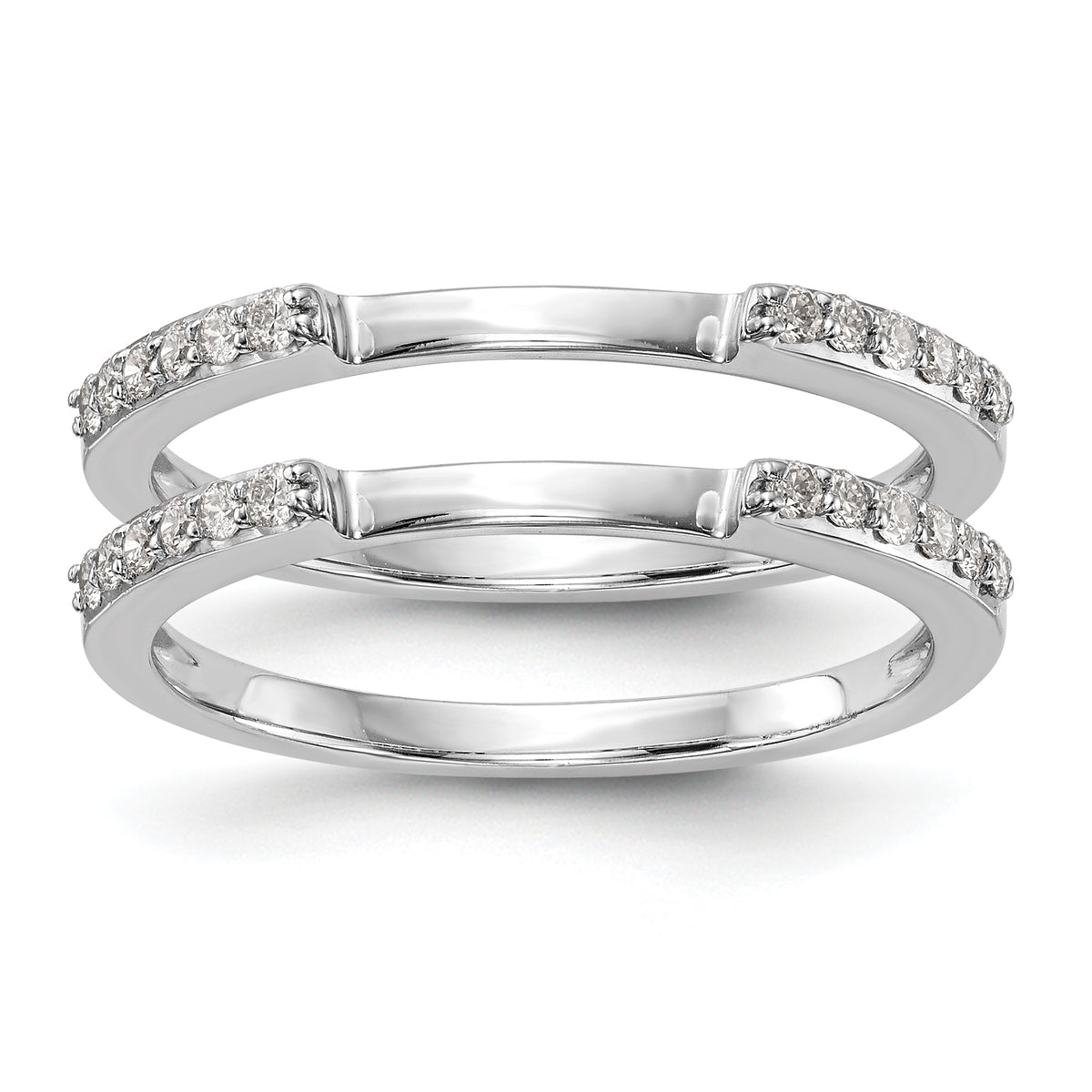14K White Gold 1/4 carat Diamond Set of 2 Complete Wedding Bands - 7