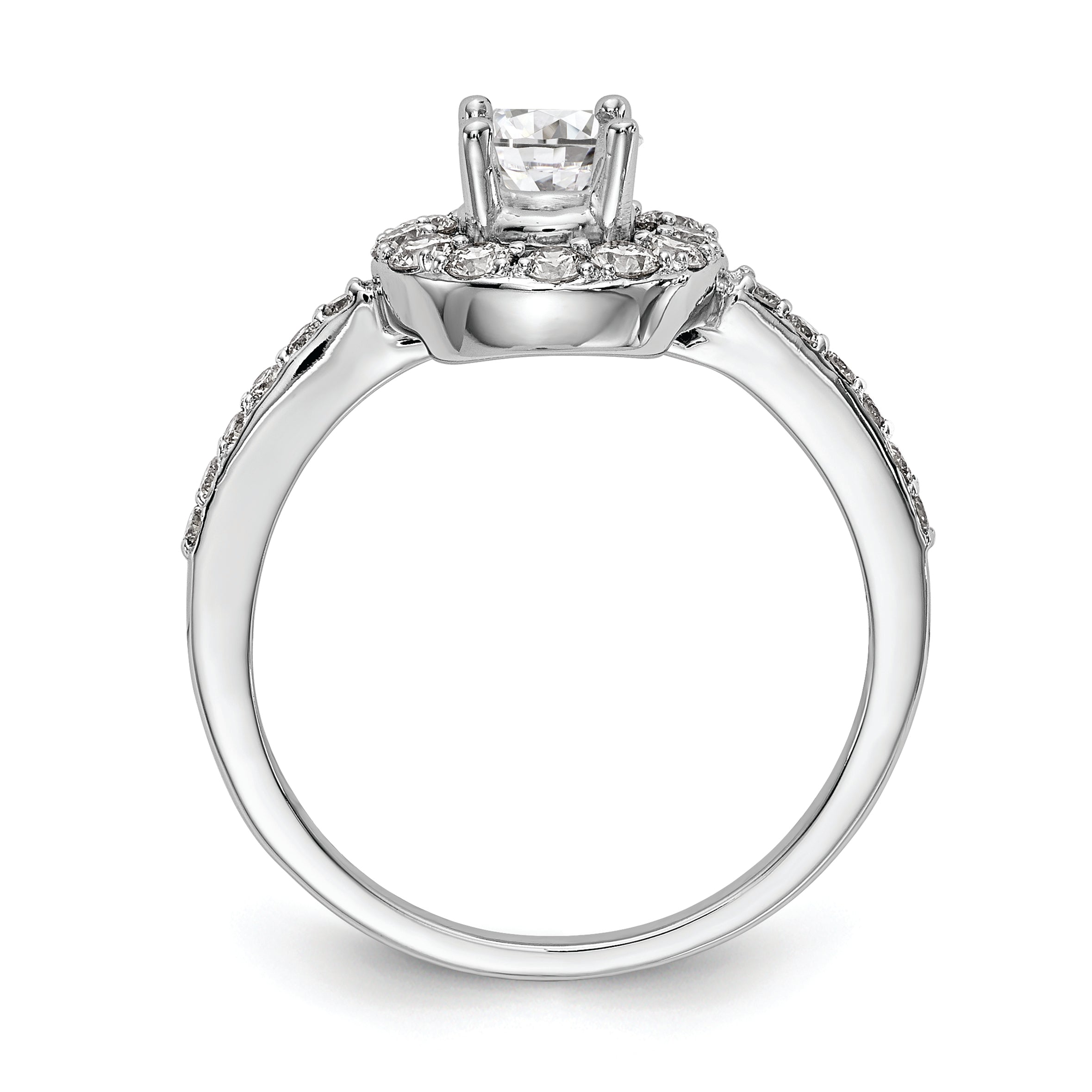 14K White Gold Halo (Holds 1/2 carat (5.00mm) Round Center) 1/2 carat Diamond Semi-Mount Engagement Ring