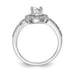 14K White Gold Halo (Holds 1/2 carat (5.00mm) Round Center) 1/2 carat Diamond Semi-Mount Engagement Ring