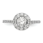 14K White Gold Halo (Holds 1/2 carat (5.00mm) Round Center) 1/2 carat Diamond Semi-Mount Engagement Ring